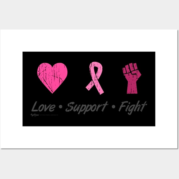 Love Support Fight Breast Cancer Awareness Wall Art by JaroszkowskaAnnass